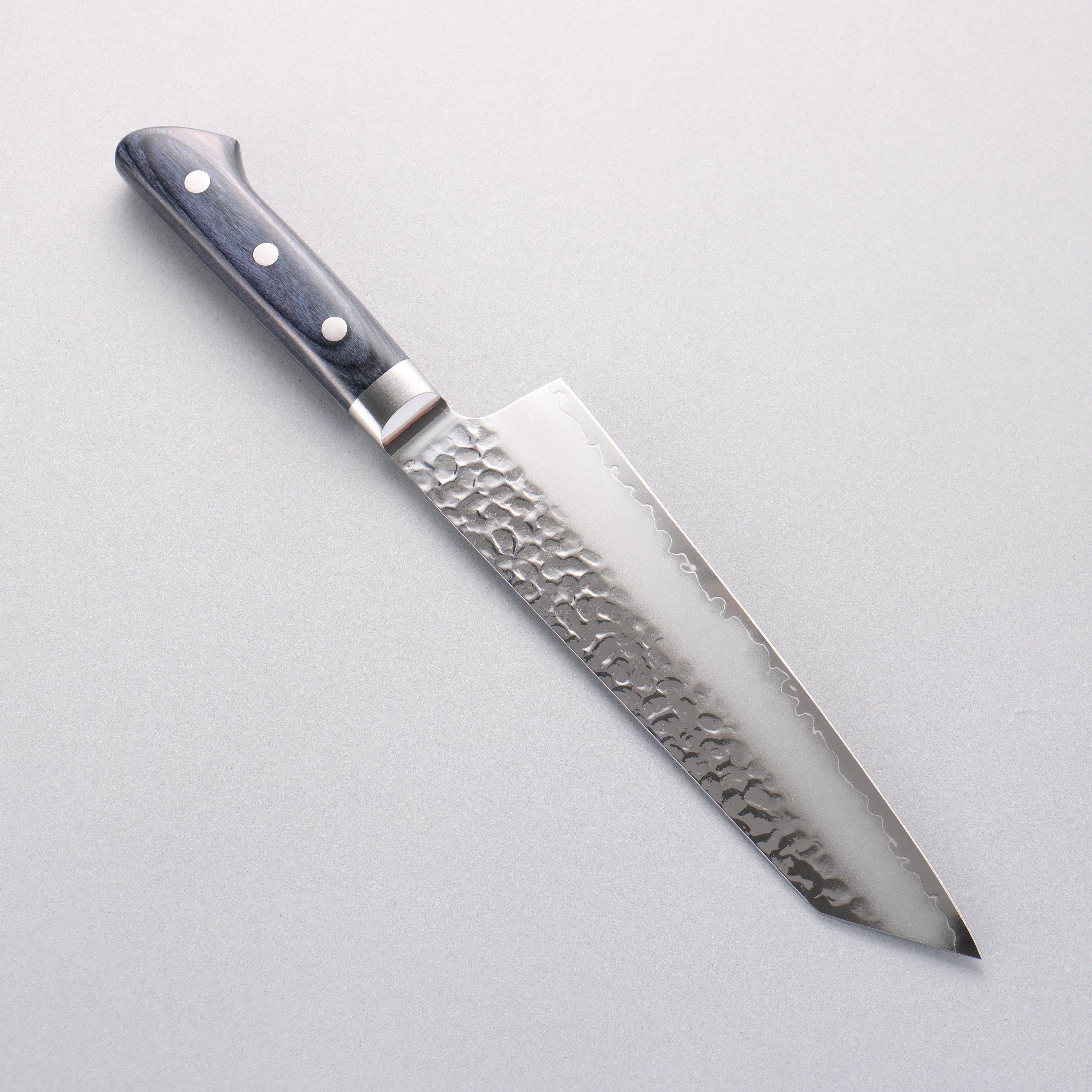 Seisuke Aotsuchi AUS10 Hammered Kiritsuke Santoku 195mm Navy Pakkawood Handle with Sheath - Seisuke Knife