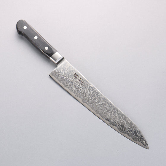 Seisuke Nami AUS10 Mirrored Finish Damascus Gyuto 240mm Black Pakka wood Handle - Seisuke Knife