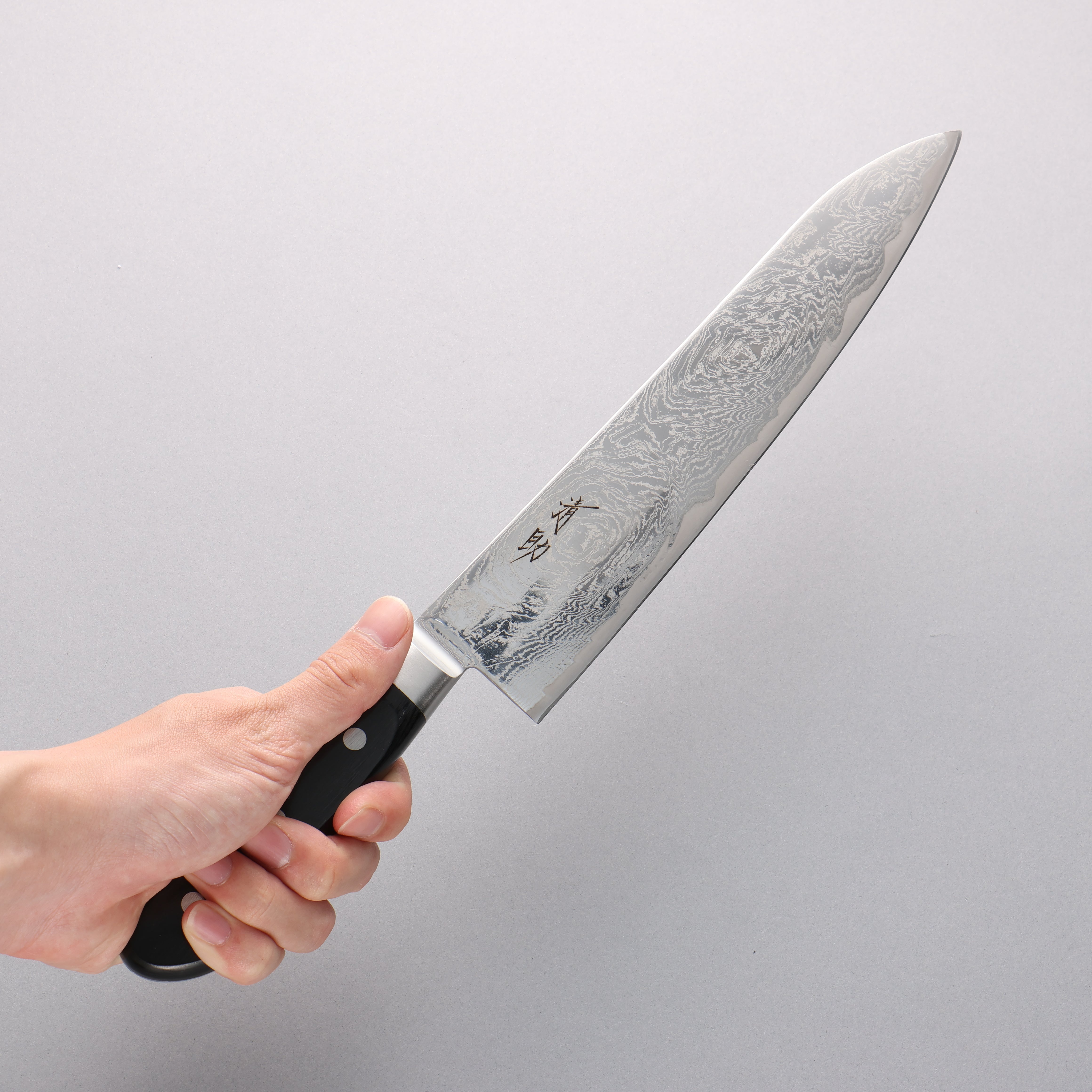 Seisuke Nami AUS10 Mirrored Finish Damascus Gyuto 240mm Black Pakka wood Handle - Seisuke Knife