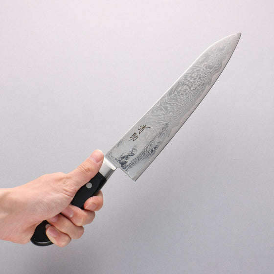 Seisuke Nami AUS10 Mirrored Finish Damascus Gyuto 240mm Black Pakka wood Handle - Seisuke Knife