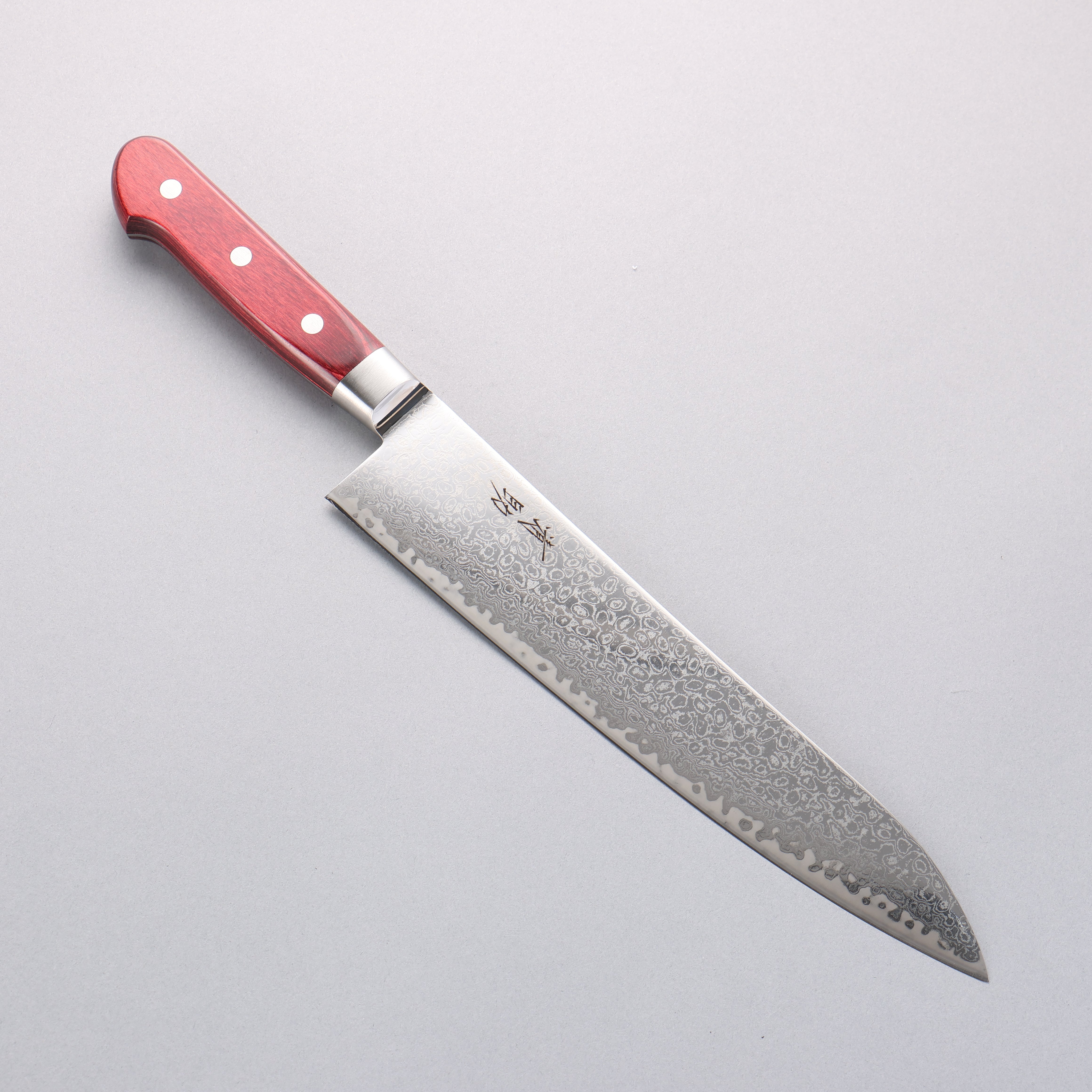Seisuke Kagami2 AUS10 Mirrored Finish Damascus Gyuto 240mm Red Pakka wood Handle - Seisuke Knife