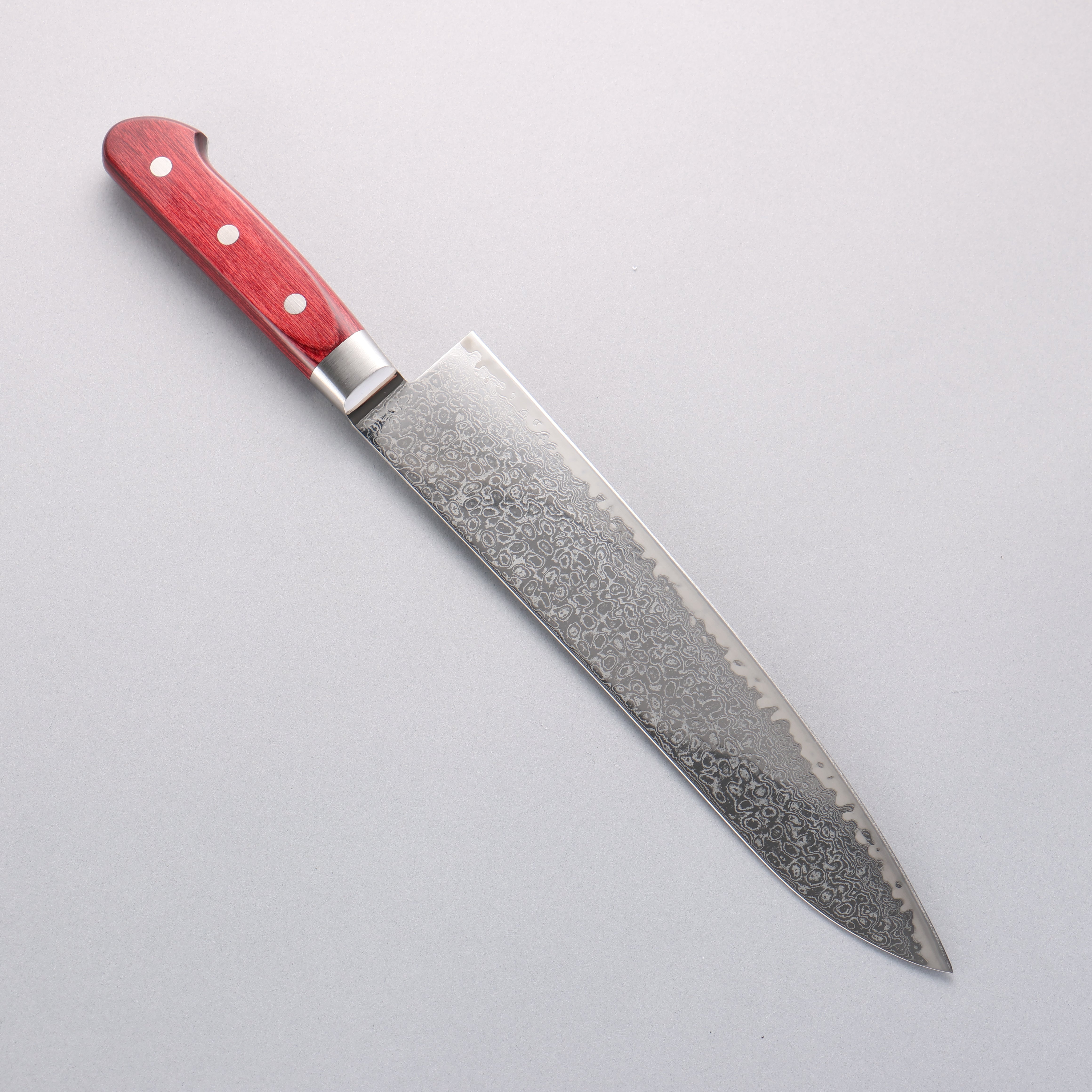 Seisuke Kagami2 AUS10 Mirrored Finish Damascus Gyuto 240mm Red Pakka wood Handle - Seisuke Knife