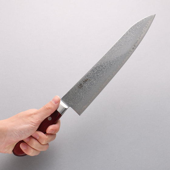 Seisuke Kagami2 AUS10 Mirrored Finish Damascus Gyuto 240mm Red Pakka wood Handle - Seisuke Knife