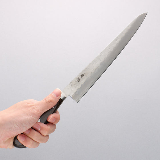Seisuke Silver Steel No.3 Nashiji Sujihiki 240mm Brown Pakka wood Handle - Seisuke Knife