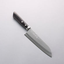  Kunihira Kokuryu VG10 Hammered Damascus Santoku 170mm Black Pakka wood Handle - Seisuke Knife