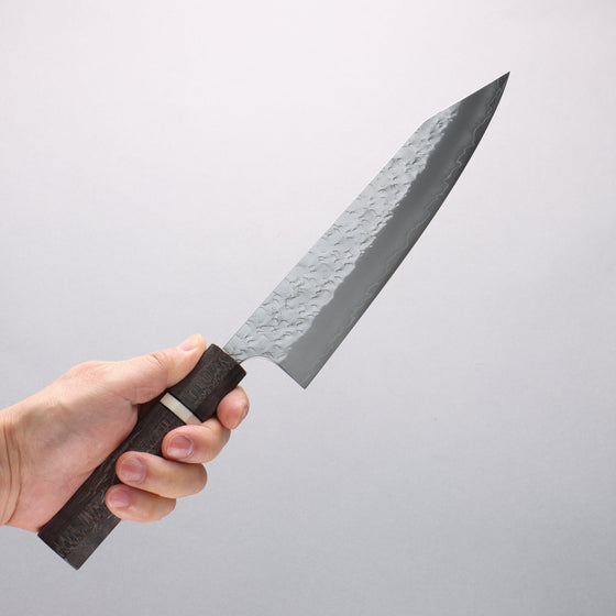 Yoshimi Kato Hyo SG2 Hammered Kiritsuke Gyuto 210mm Gray Stabilized Wood (White Ring) Handle - Seisuke Knife