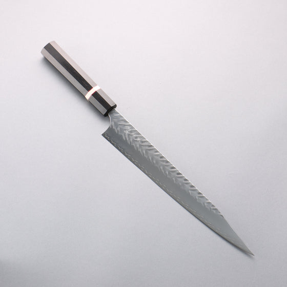 Yoshimi Kato SPG STRIX Hammered (V) Kiritsuke Sujihiki 270mm Ebony Wood(With White Ring) Handle - Seisuke Knife