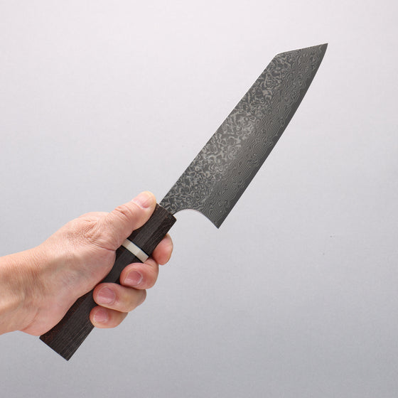 Yoshimi Kato VG10 Black Damascus Bunka 170mm Gray Stabilized Wood (White Ring) Handle - Seisuke Knife