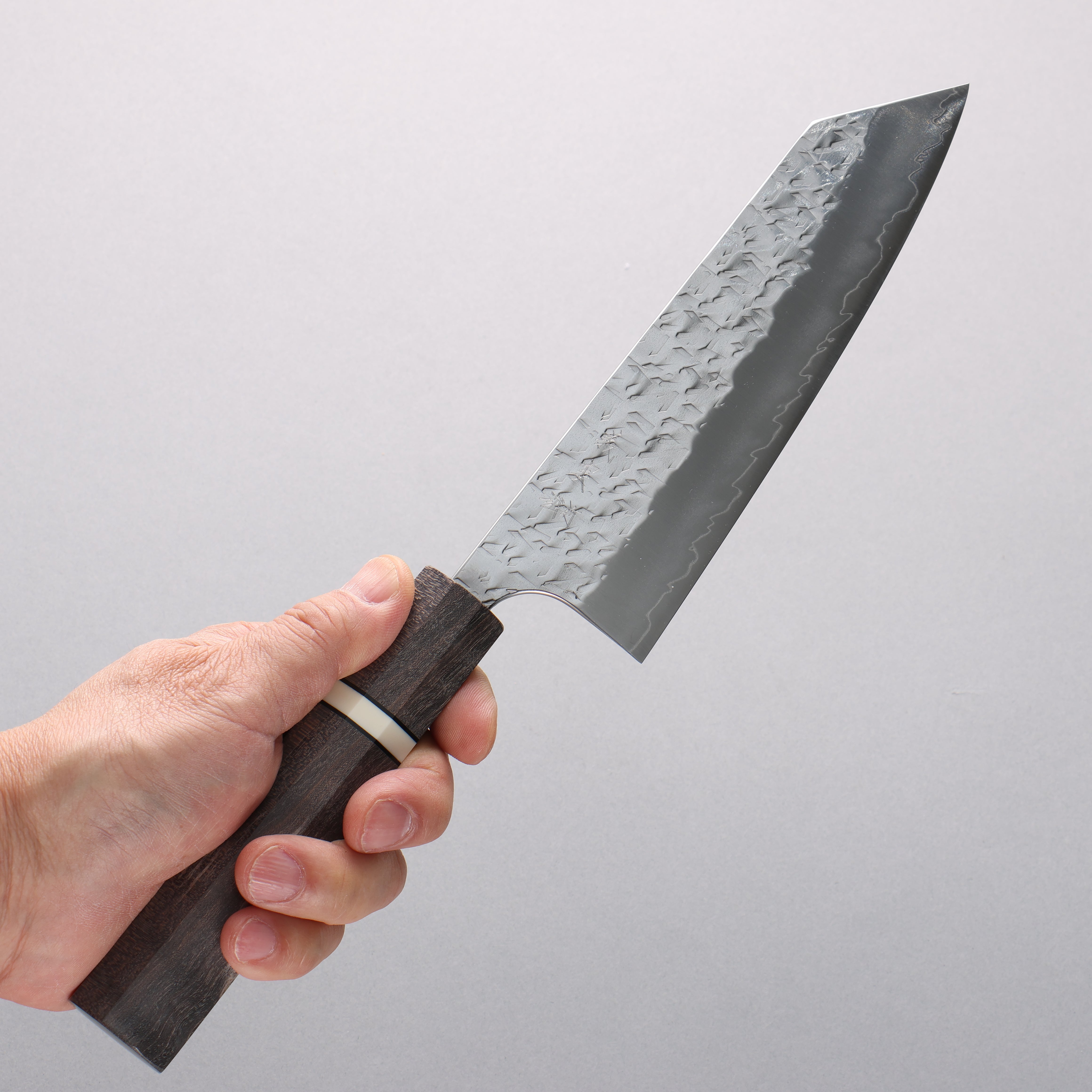 Yoshimi Kato Hyo SG2 Hammered Bunka 170mm Gray Stabilized Wood (White Ring) Handle - Seisuke Knife