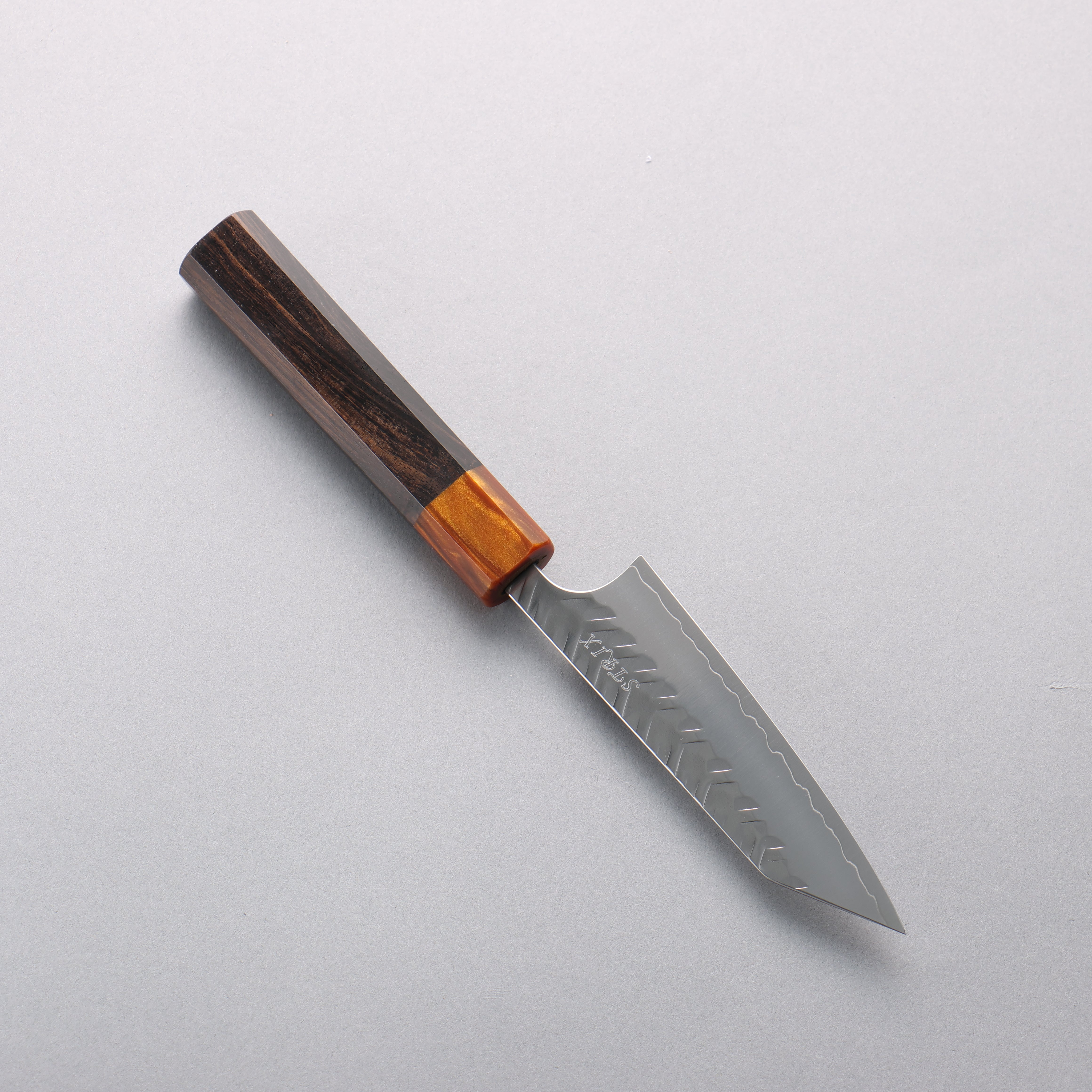 Yoshimi Kato SPG STRIX Hammered (V) Kiritsuke Petty-Utility 110mm Ebony (ferrule: Orange Resin) Handle - Seisuke Knife