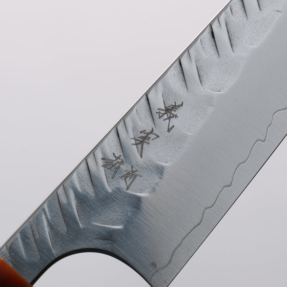 Yoshimi Kato SPG STRIX Hammered (V) Kiritsuke Petty-Utility 110mm Ebony (ferrule: Orange Resin) Handle - Seisuke Knife