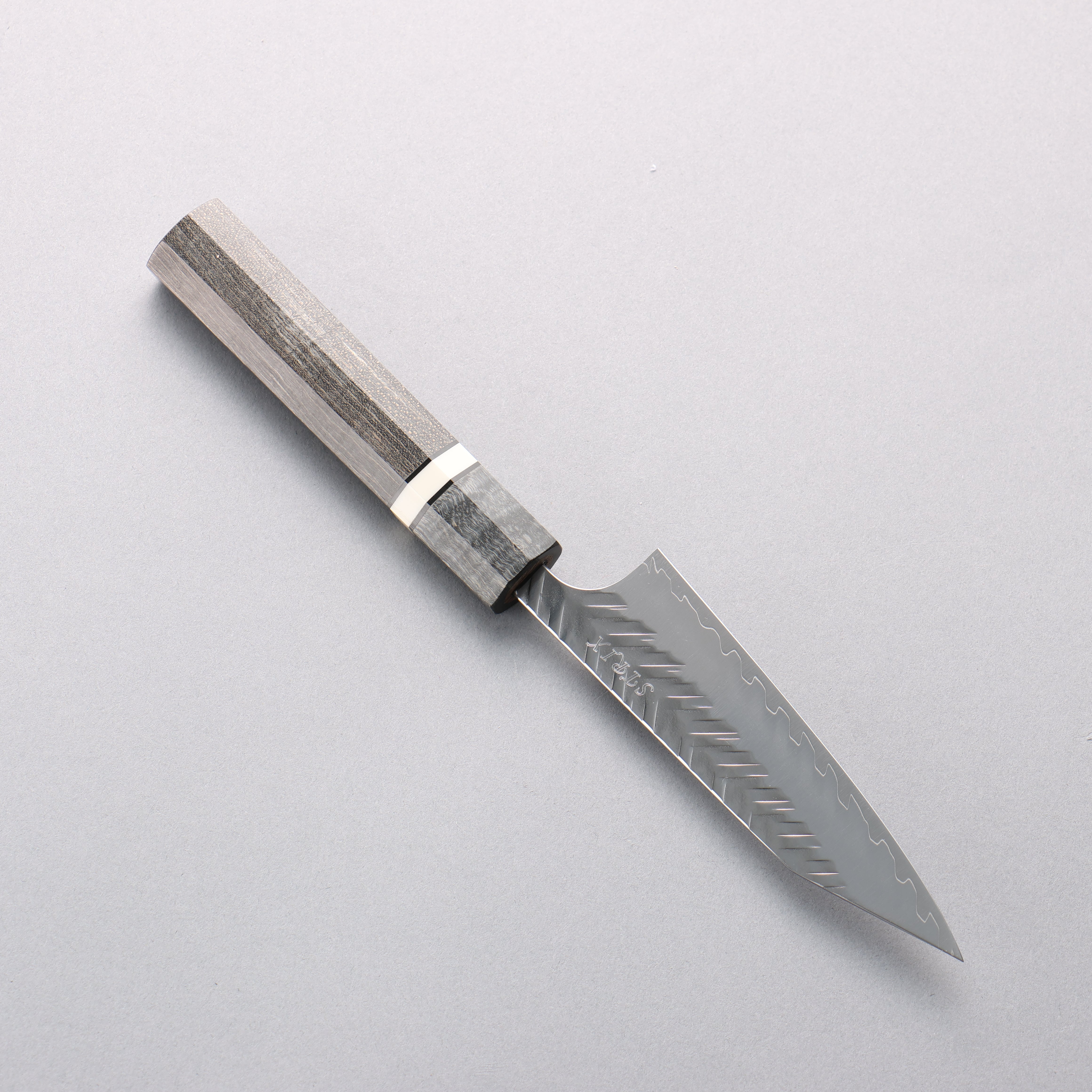Yoshimi Kato SPG STRIX Hammered (V) Kiritsuke Petty-Utility 110mm Stabilized wood (With White ring) Handle - Seisuke Knife