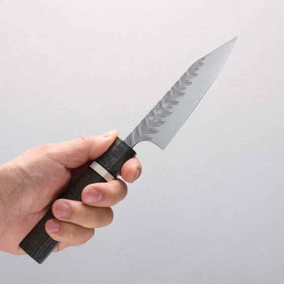 Yoshimi Kato SPG STRIX Hammered (V) Kiritsuke Petty-Utility 110mm Stabilized wood (With White ring) Handle - Seisuke Knife