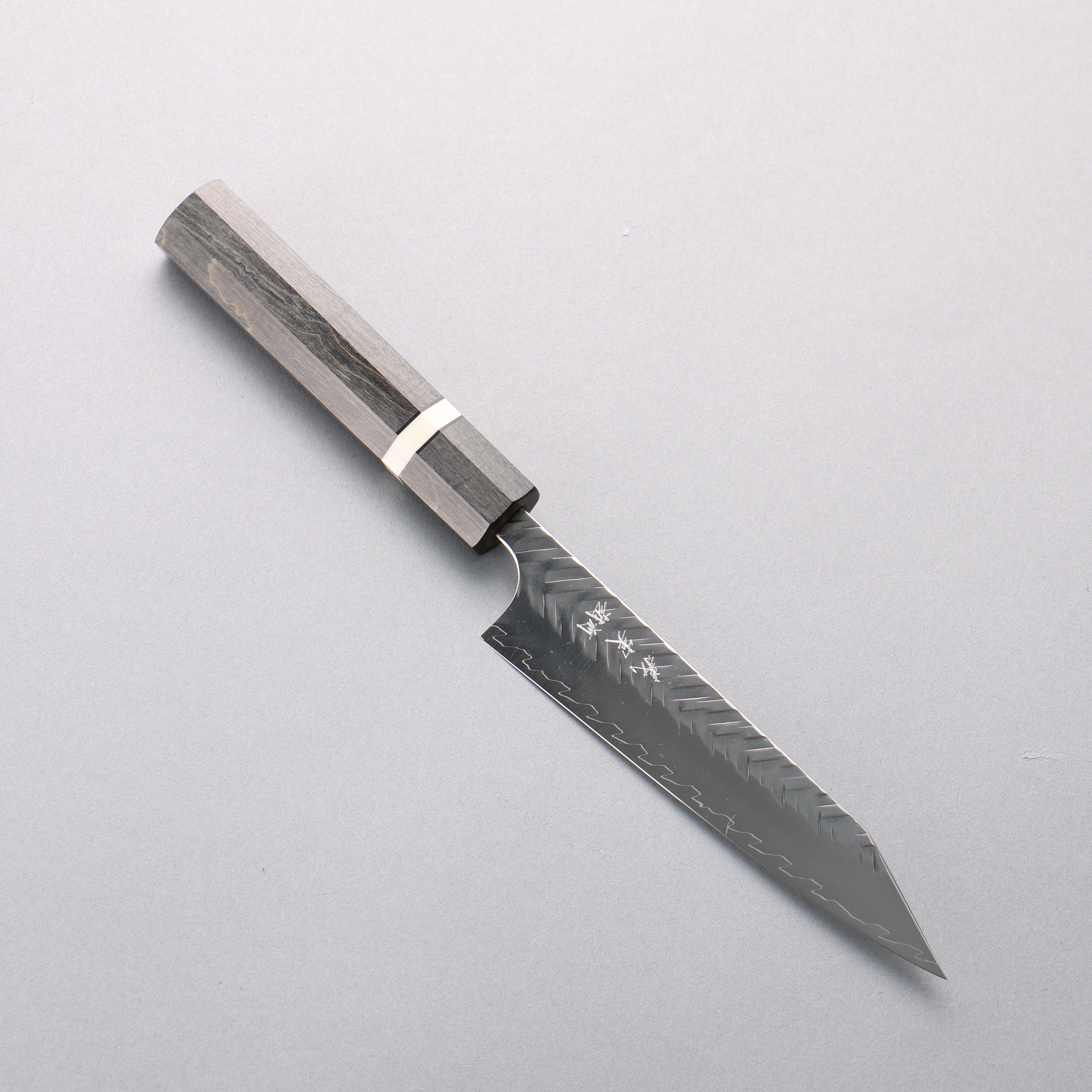 Yoshimi Kato SPG STRIX Hammered (V) Kiritsuke Petty-Utility 140mm Stabilized wood (With White ring) Handle - Seisuke Knife