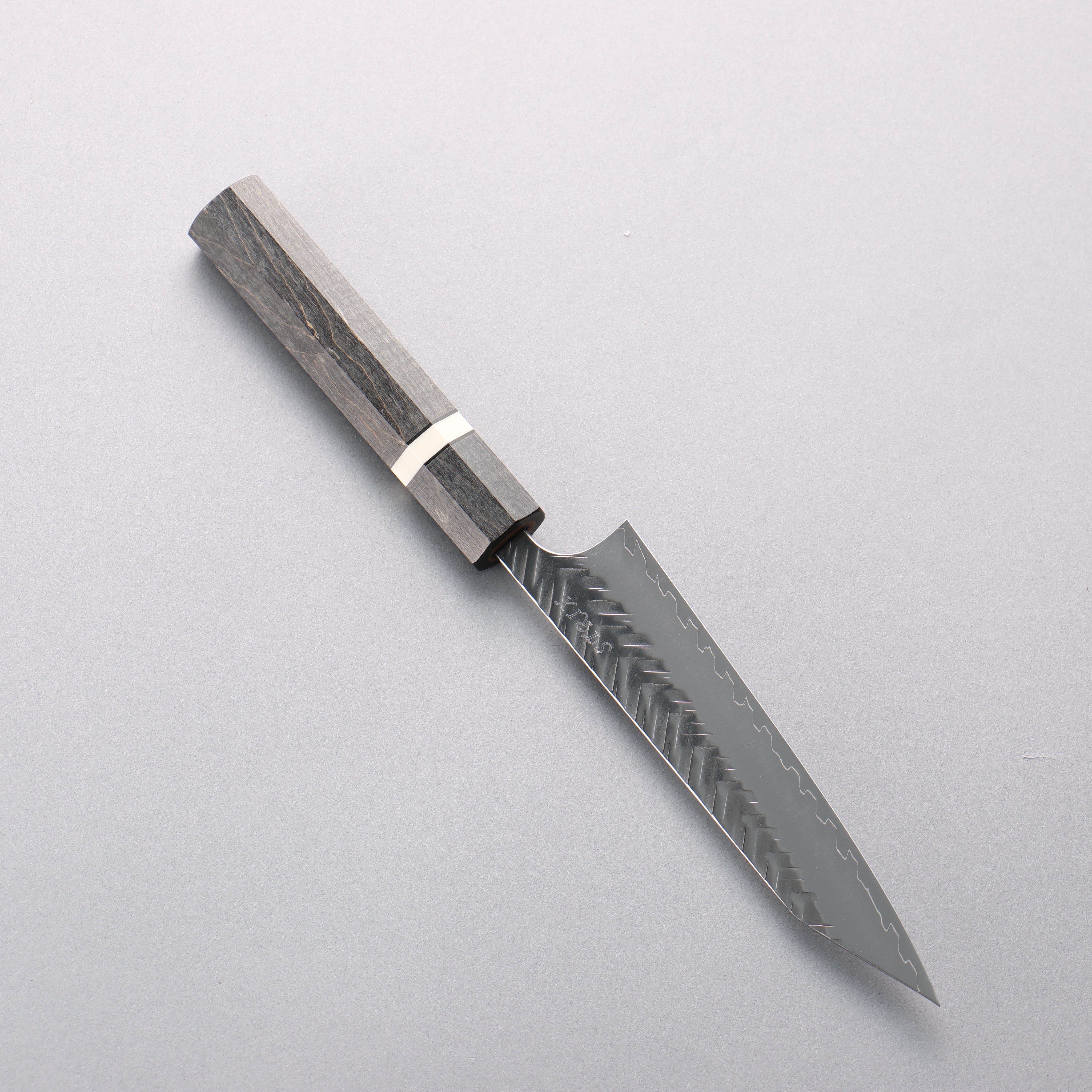 Yoshimi Kato SPG STRIX Hammered (V) Kiritsuke Petty-Utility 140mm Stabilized wood (With White ring) Handle - Seisuke Knife