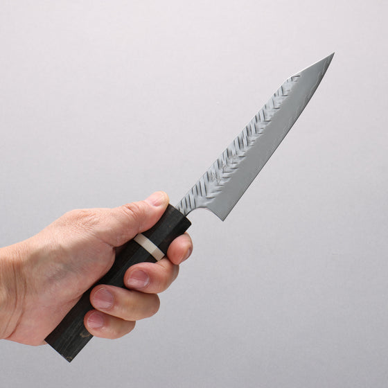Yoshimi Kato SPG STRIX Hammered (V) Kiritsuke Petty-Utility 140mm Stabilized wood (With White ring) Handle - Seisuke Knife