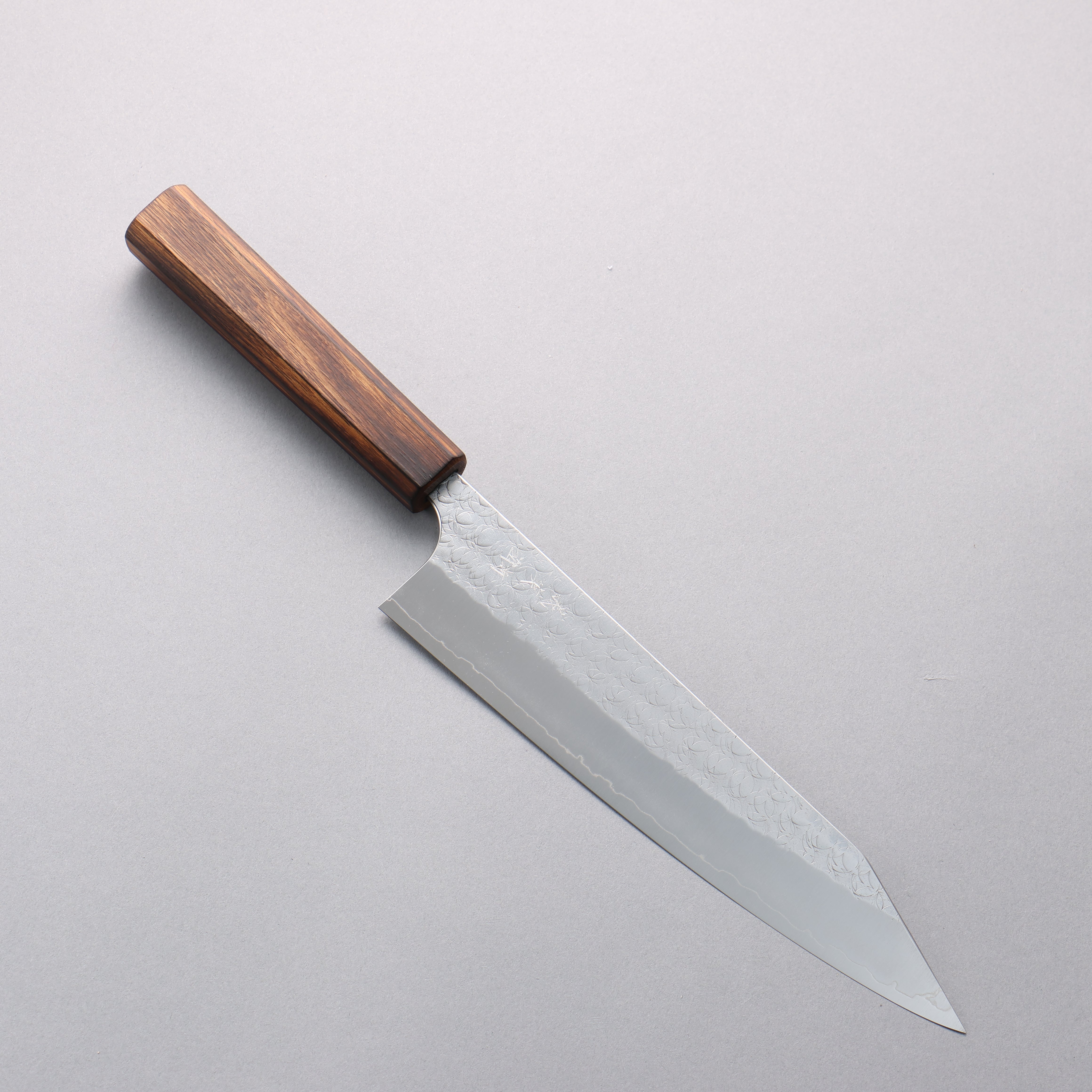 Yoshimi Kato Minamo SG2 Hammered Kiritsuke Gyuto 210mm Burnt Oak (Lacquered) Handle - Seisuke Knife