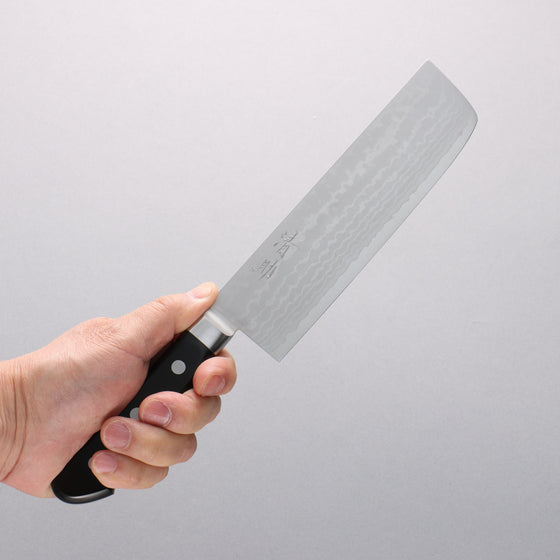 Seisuke VG10 Damascus Nakiri 165mm Black Pakka wood Handle - Seisuke Knife