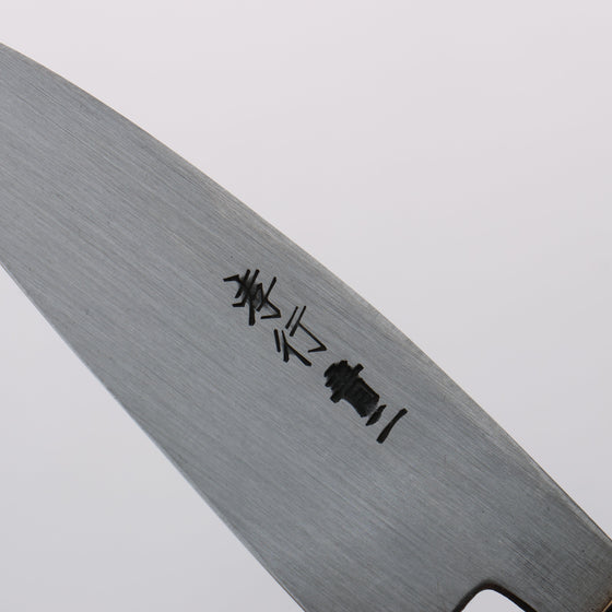 Sakai Takayuki Blue Steel No.2 Black Finished Vertical Stripes Ajikiri 90mm Magnolia (Ferrule: Black Plastic) Handle - Seisuke Knife