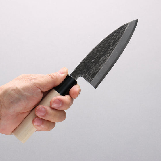 Sakai Takayuki Blue Steel No.2 Kurouchi Ajikiri 120mm Magnolia Handle - Seisuke Knife