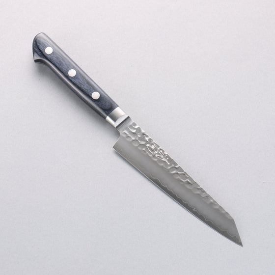 Seisuke Aotsuchi AUS10 Hammered Kiritsuke Petty-Utility 145mm Navy blue Pakka wood Handle - Seisuke Knife