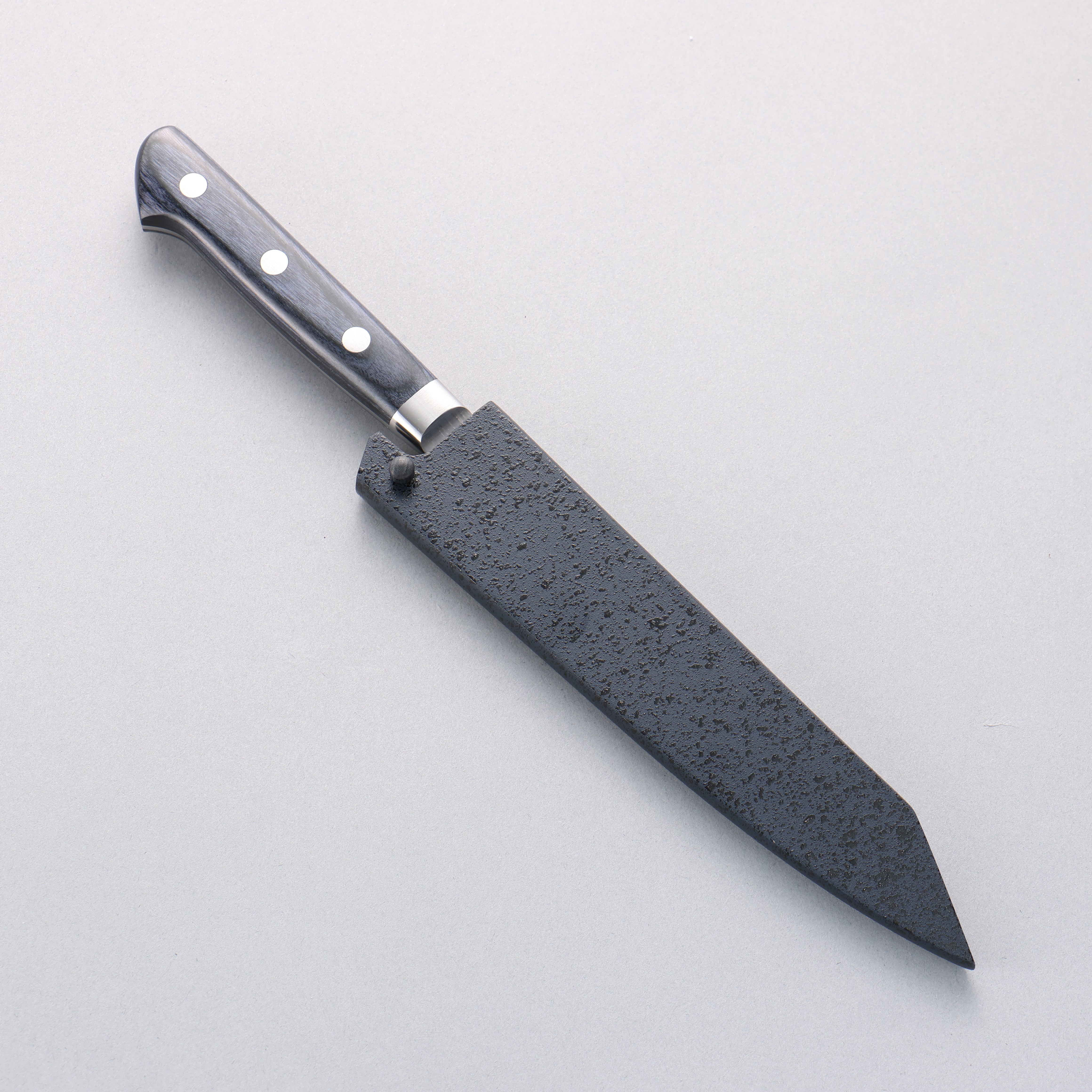 Seisuke Aotsuchi AUS10 Hammered Kiritsuke Petty-Utility 145mm Navy Blue Pakkawood Handle with Sheath - Seisuke Knife