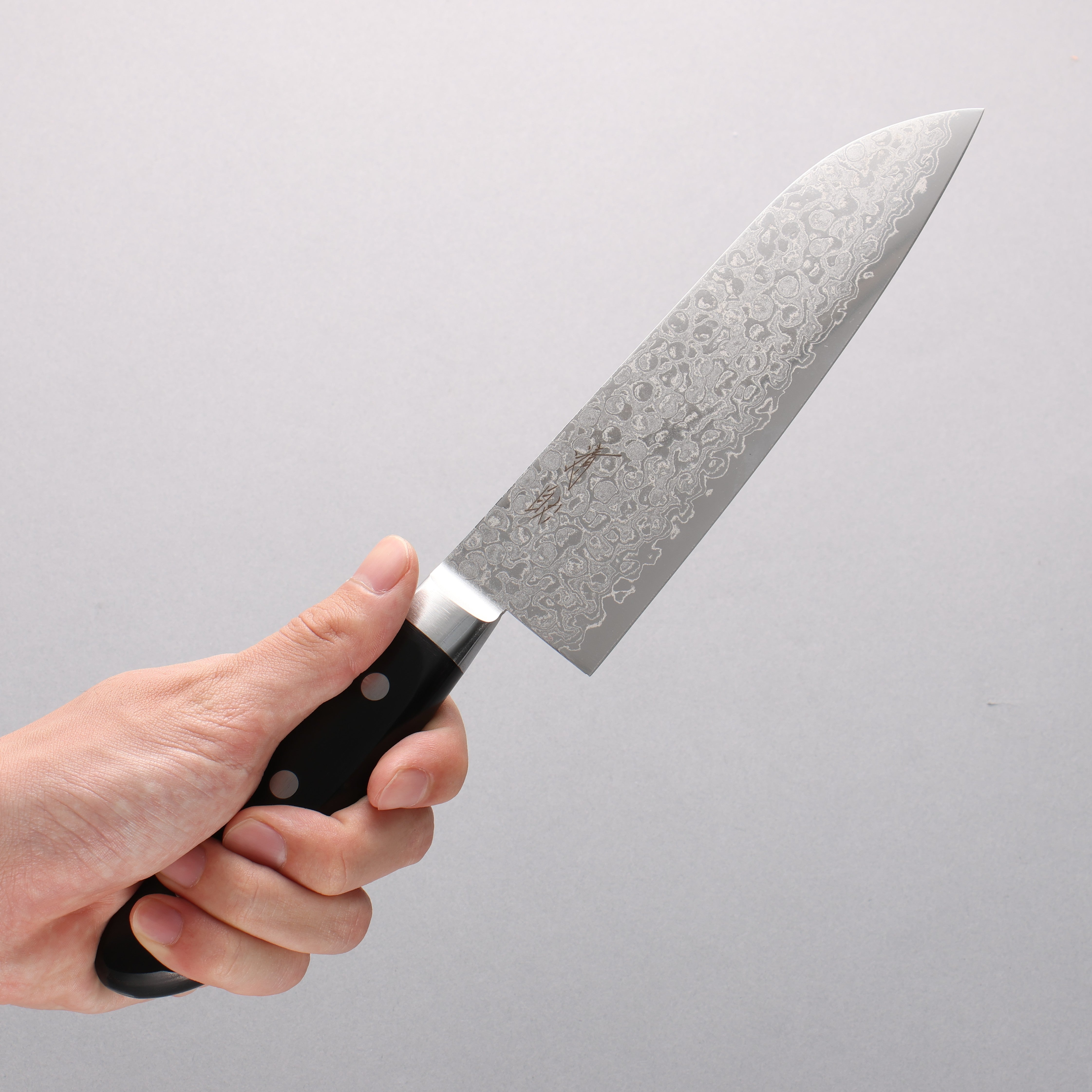 Seisuke AUS10 45 Layer Damascus Santoku 165mm Black Pakka wood Handle - Seisuke Knife