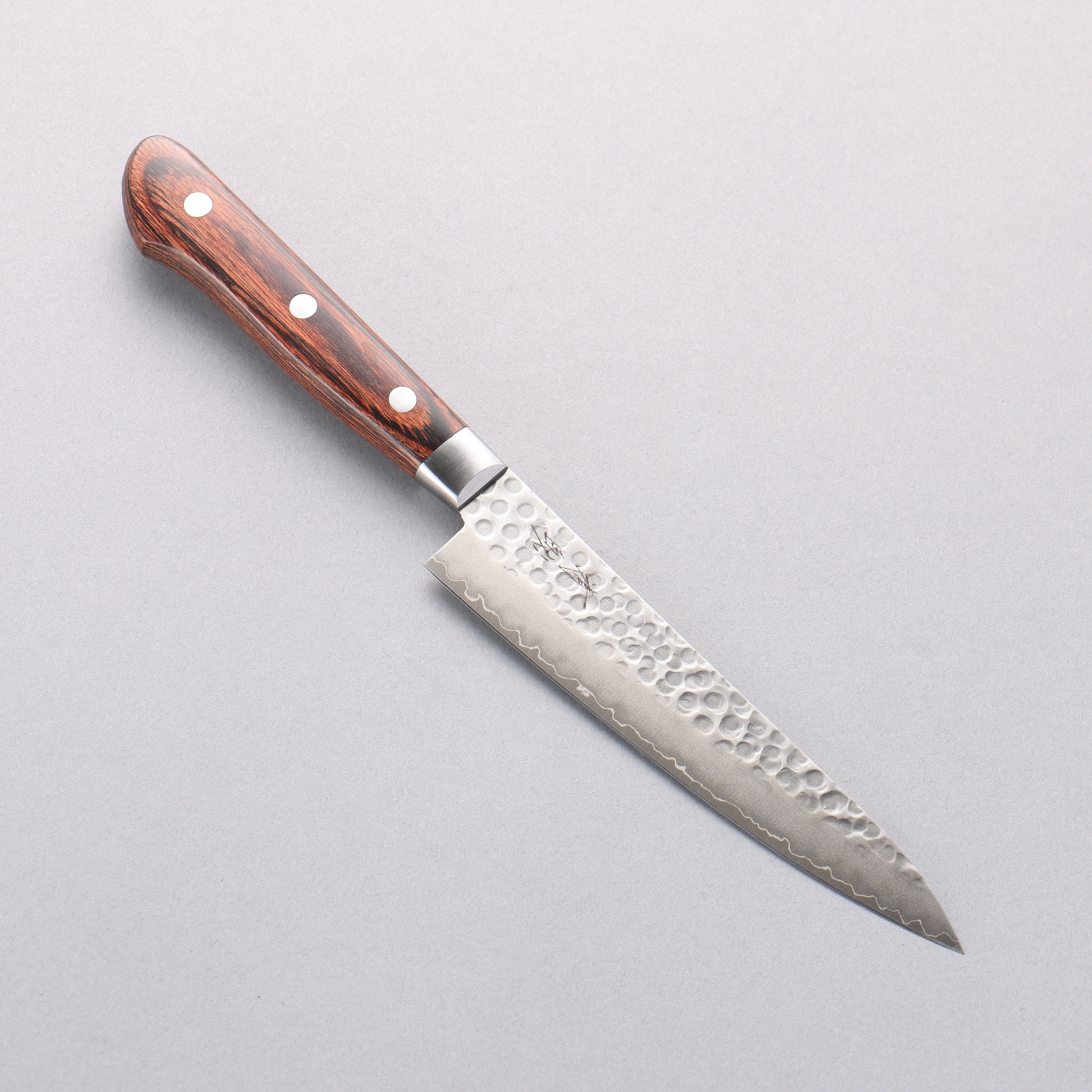 Seisuke Swedish Steel-stn Hammered Petty-Utility 135mm Mahogany Handle - Seisuke Knife