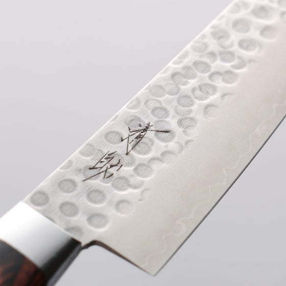 Seisuke Swedish Steel-stn Hammered Petty-Utility 135mm Mahogany Handle - Seisuke Knife