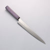 Seisuke White Steel No.1 Migaki Polish Finish Sujihiki 240mm Oak with Purple Lacquer Handle - Seisuke Knife - Slide 1