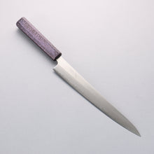 Seisuke White Steel No.1 Migaki Polish Finish Sujihiki 240mm Oak with Purple Lacquer Handle - Seisuke Knife