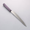 Seisuke White Steel No.1 Migaki Polish Finish Sujihiki 240mm Oak with Purple Lacquer Handle - Seisuke Knife - Slide 2