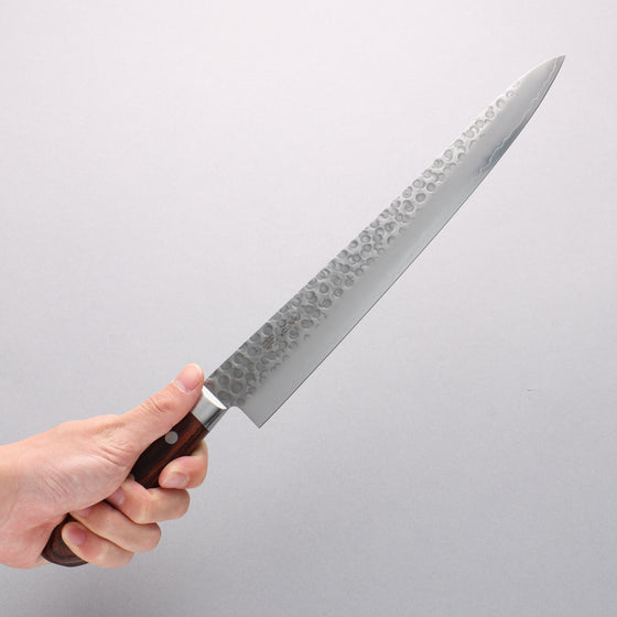 Seisuke Swedish Steel-stn Hammered Sujihiki 270mm Mahogany Handle - Seisuke Knife