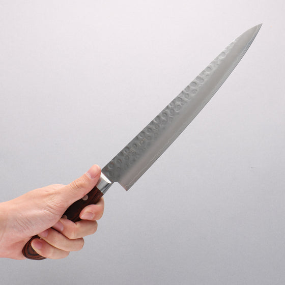 Seisuke Swedish Steel-stn Hammered Sujihiki 240mm Mahogany Handle - Seisuke Knife