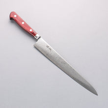  Seisuke AUS10 Damascus Sujihiki 240mm Red Pakka wood Handle - Seisuke Knife
