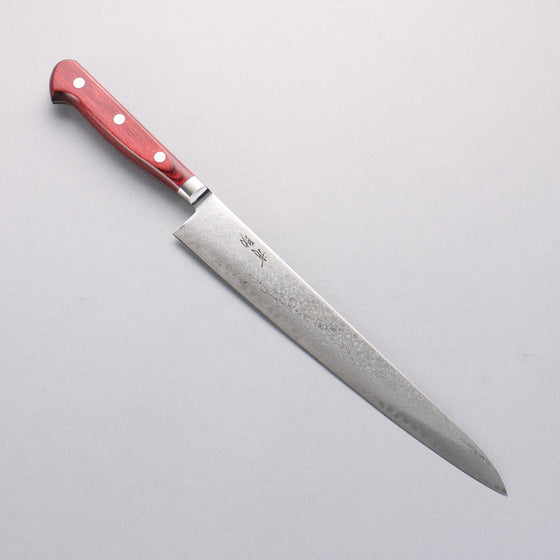 Seisuke AUS10 Damascus Sujihiki 240mm Red Pakka wood Handle - Seisuke Knife