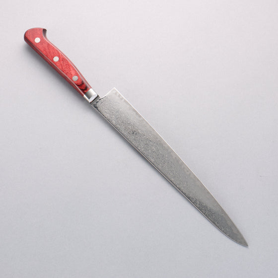 Seisuke AUS10 Damascus Sujihiki 240mm Red Pakka wood Handle - Seisuke Knife