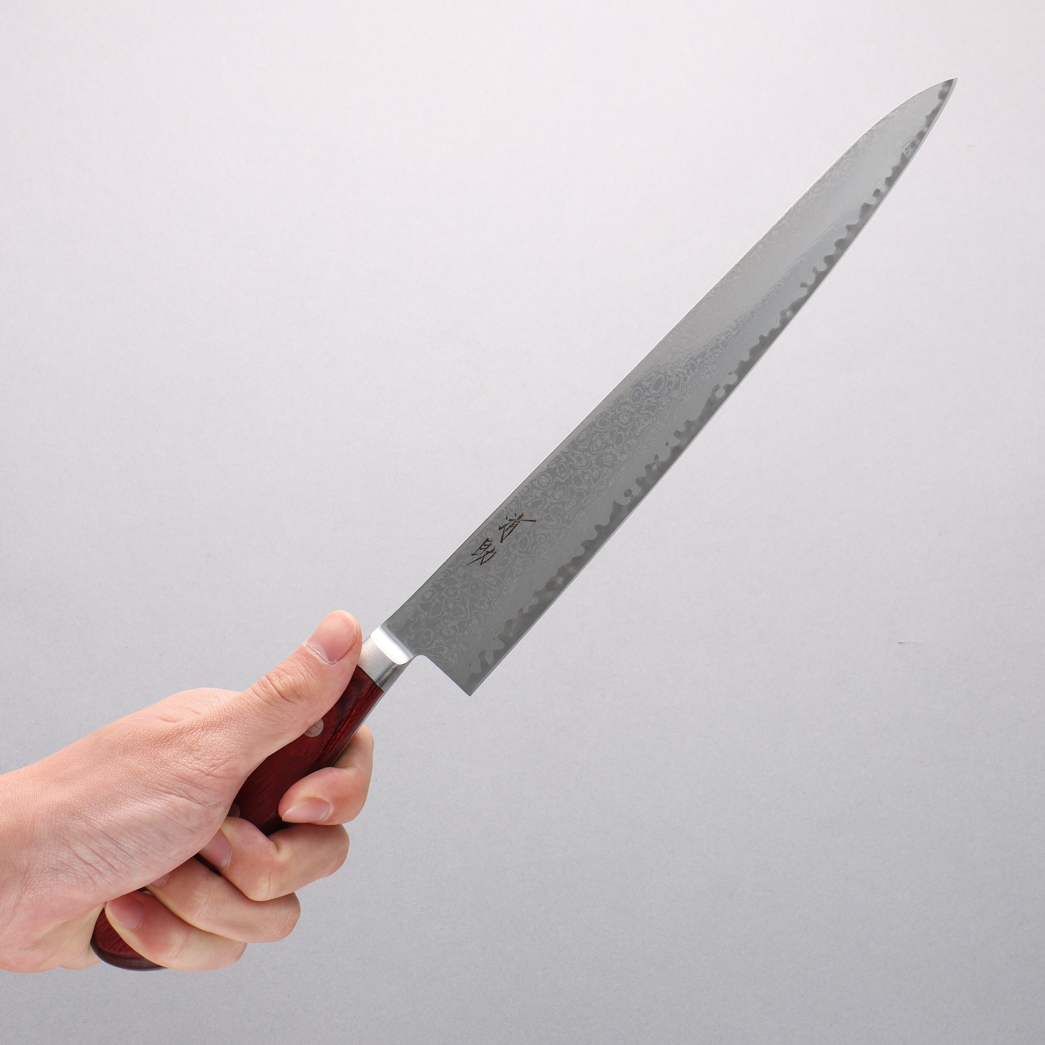 Seisuke AUS10 Damascus Sujihiki 240mm Red Pakka wood Handle - Seisuke Knife