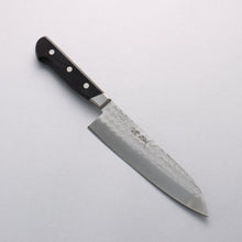  Seisuke Blue Steel No.2 Nashiji Hammered Santoku 180mm Black Pakka wood Handle - Seisuke Knife