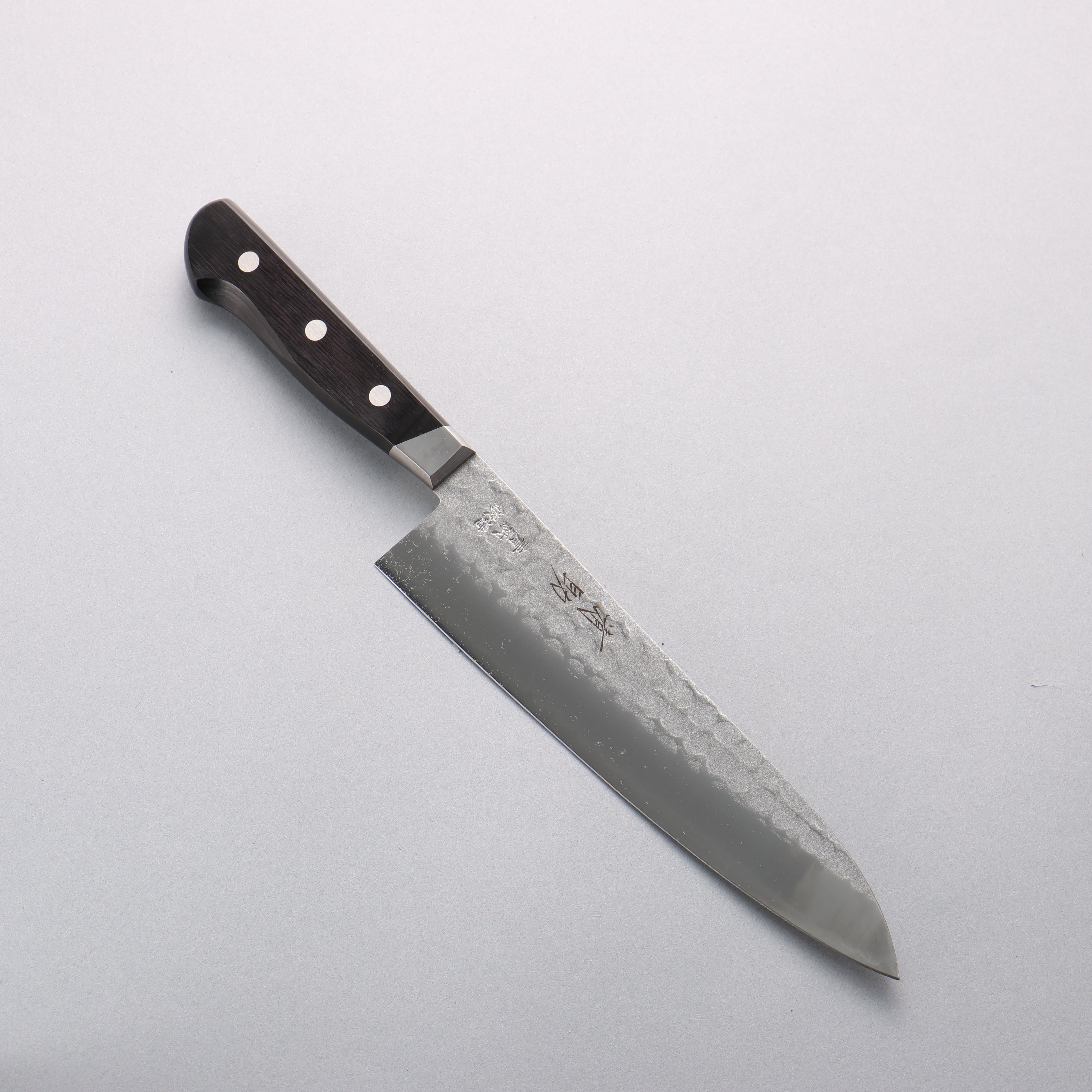 Seisuke Blue Steel No.2 Nashiji Hammered Gyuto 200mm Black Pakkawood Handle - Seisuke Knife