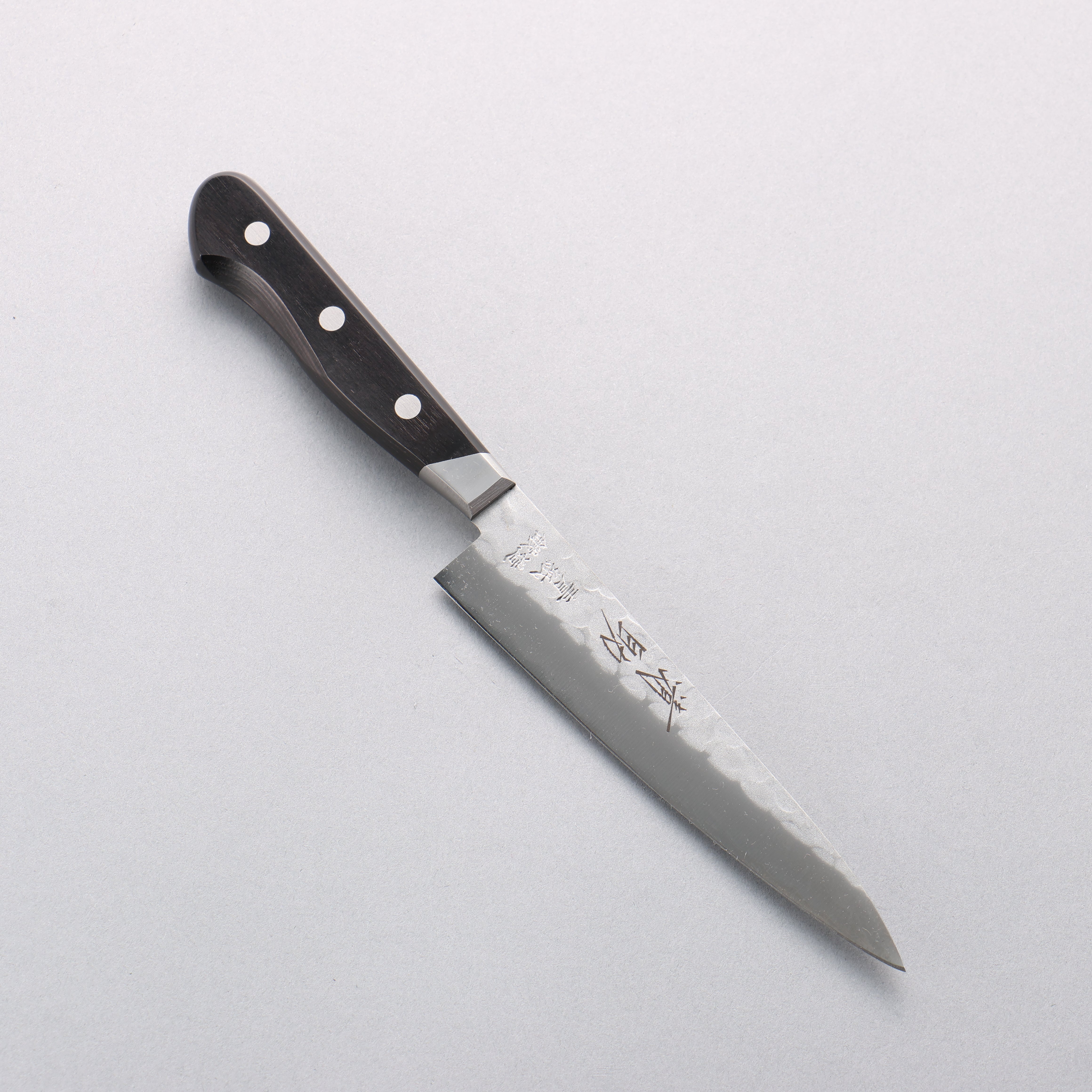 Seisuke Blue Steel No.2 Nashiji Hammered Petty-Utility 135mm Black Pakkawood Handle - Seisuke Knife