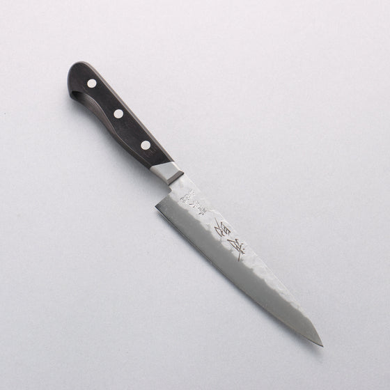 Seisuke Blue Steel No.2 Nashiji Hammered Petty-Utility 135mm Black Pakka wood Handle - Seisuke Knife