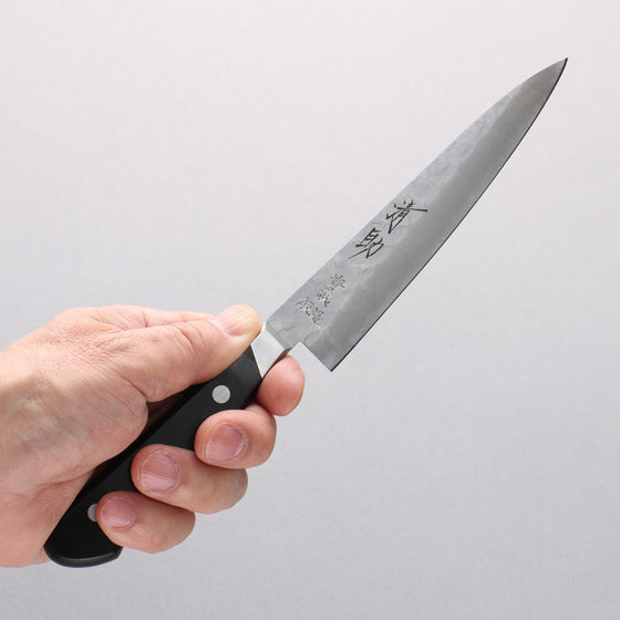 Seisuke Blue Steel No.2 Nashiji Hammered Petty-Utility 135mm Black Pakka wood Handle - Seisuke Knife