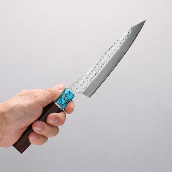 Yu Kurosaki Senko Ei SG2 Hammered Petty-Utility 150mm Rosewood (Ferrule: Blue Turquoise) Handle - Seisuke Knife