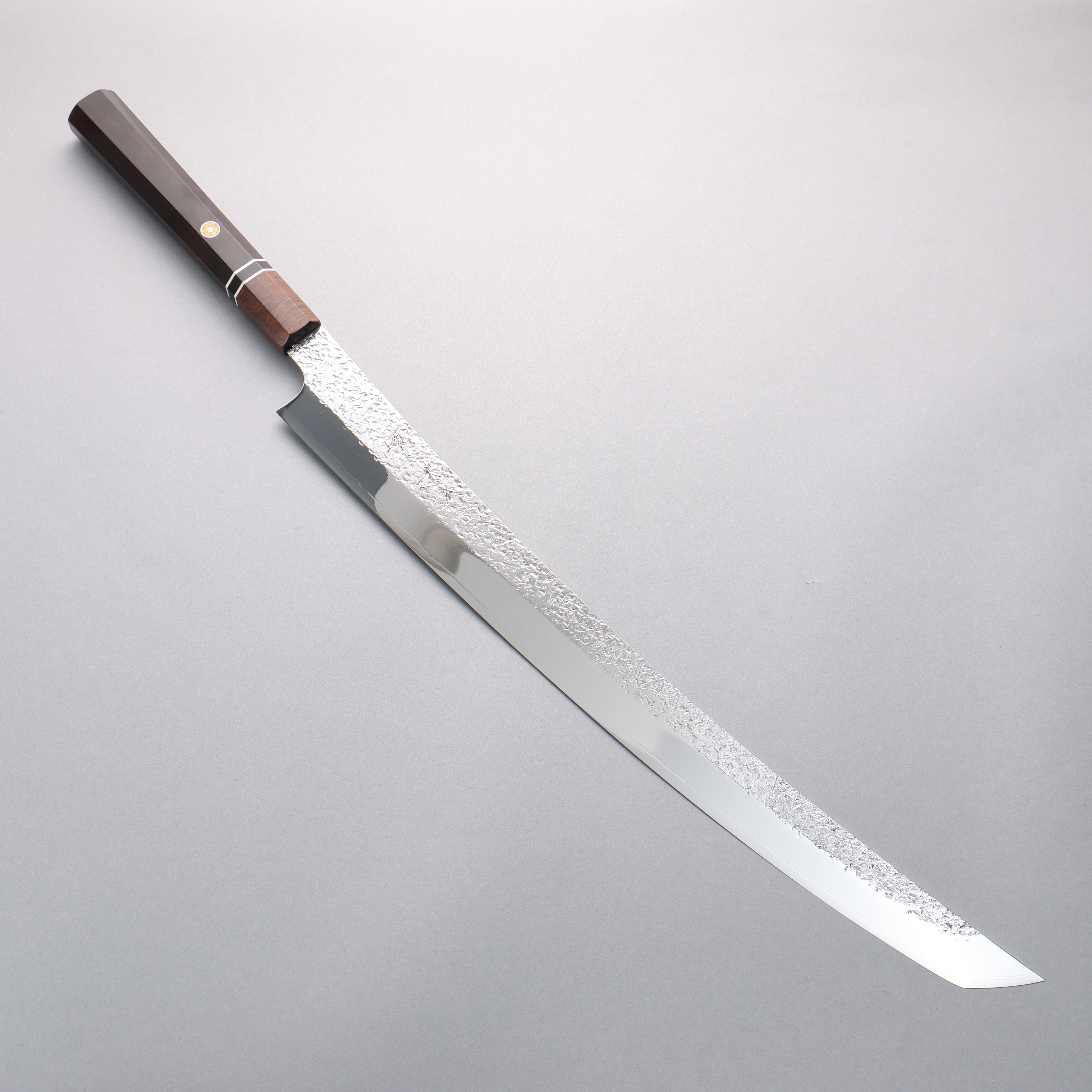 Yu Kurosaki Shizuku SG2 Mirrored Finish Hammered Sakimaru Sujihiki 450mm with Sheath - Seisuke Knife