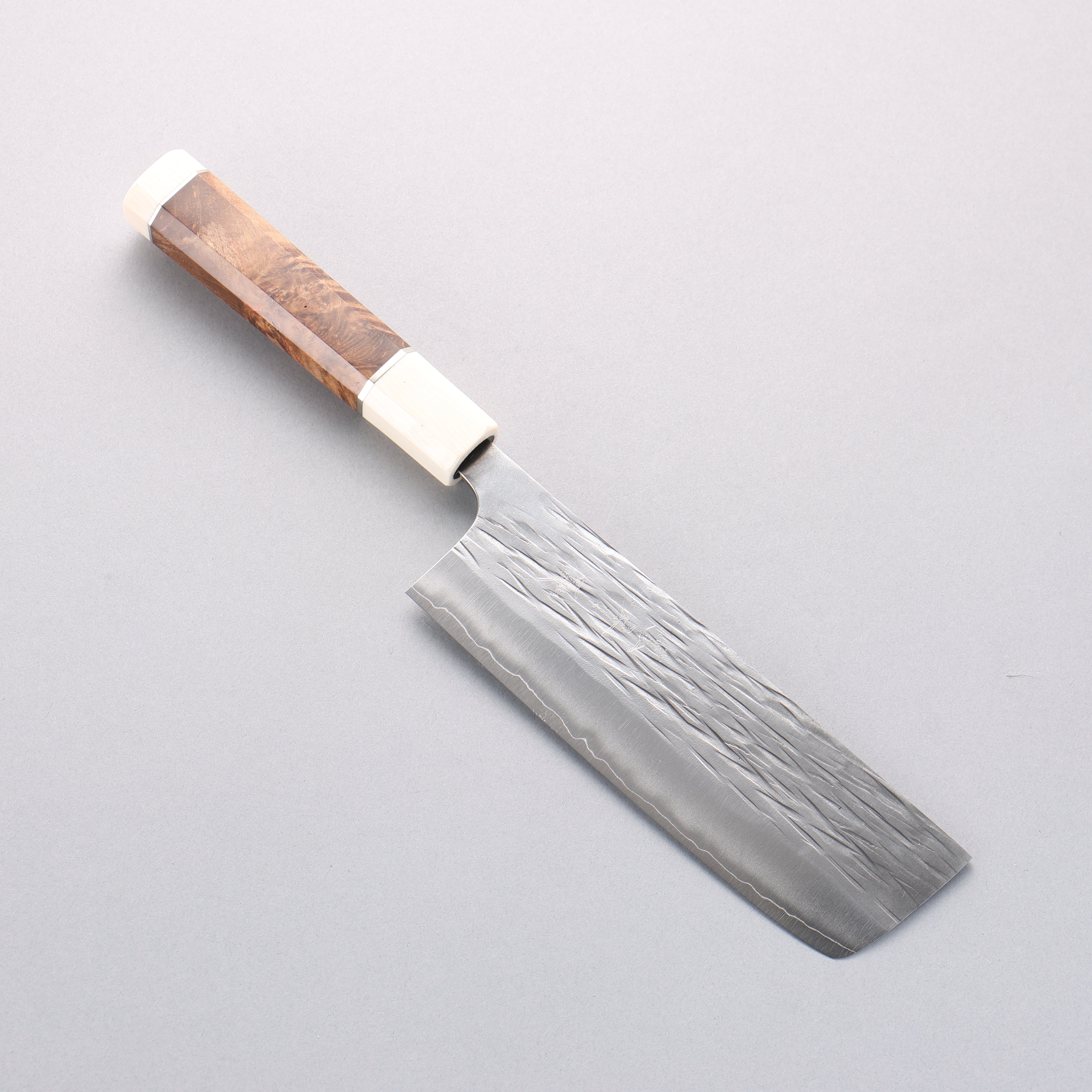 Yu Kurosaki Juhyo Cobalt Special Steel Hammered Nakiri 165mm Chinese Quince (White Ferrule and End Cap) Handle - Seisuke Knife