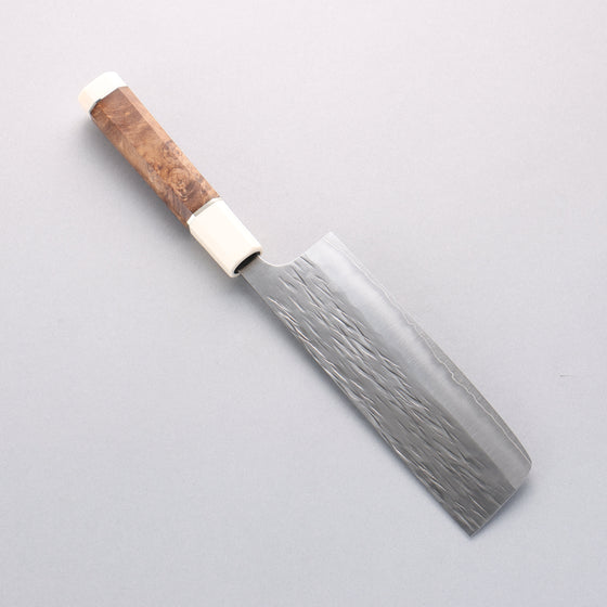 Yu Kurosaki Juhyo Cobalt Special Steel Hammered Nakiri 165mm Chinese Quince (White Ferrule and End Cap) Handle - Seisuke Knife