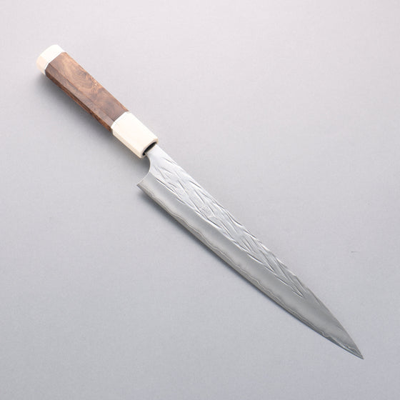 Yu Kurosaki Juhyo Cobalt Special Steel Hammered Sujihiki 240mm Chinese Quince (White Ferrule and End Cap) Handle - Seisuke Knife