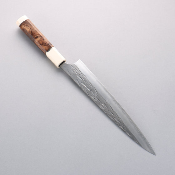 Yu Kurosaki Juhyo Cobalt Special Steel Hammered Sujihiki 240mm Chinese Quince (White Ferrule and End Cap) Handle - Seisuke Knife