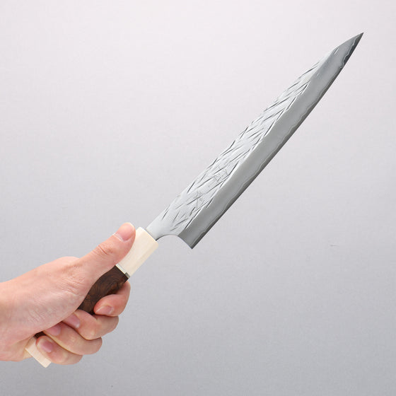 Yu Kurosaki Juhyo Cobalt Special Steel Hammered Sujihiki 240mm Chinese Quince (White Ferrule and End Cap) Handle - Seisuke Knife